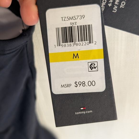 NWT Tommy Hilfiger Navy Over The Shoulder Half Zip One Piece Swimsuit, Size M - Picture 3 of 9